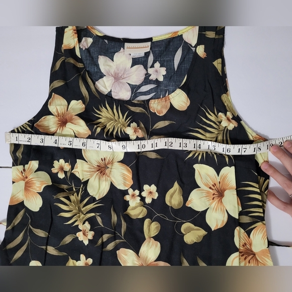 Vintage Expressions Black Floral Tropical Sleeveless Maxi Dress - Picture 3 of 7